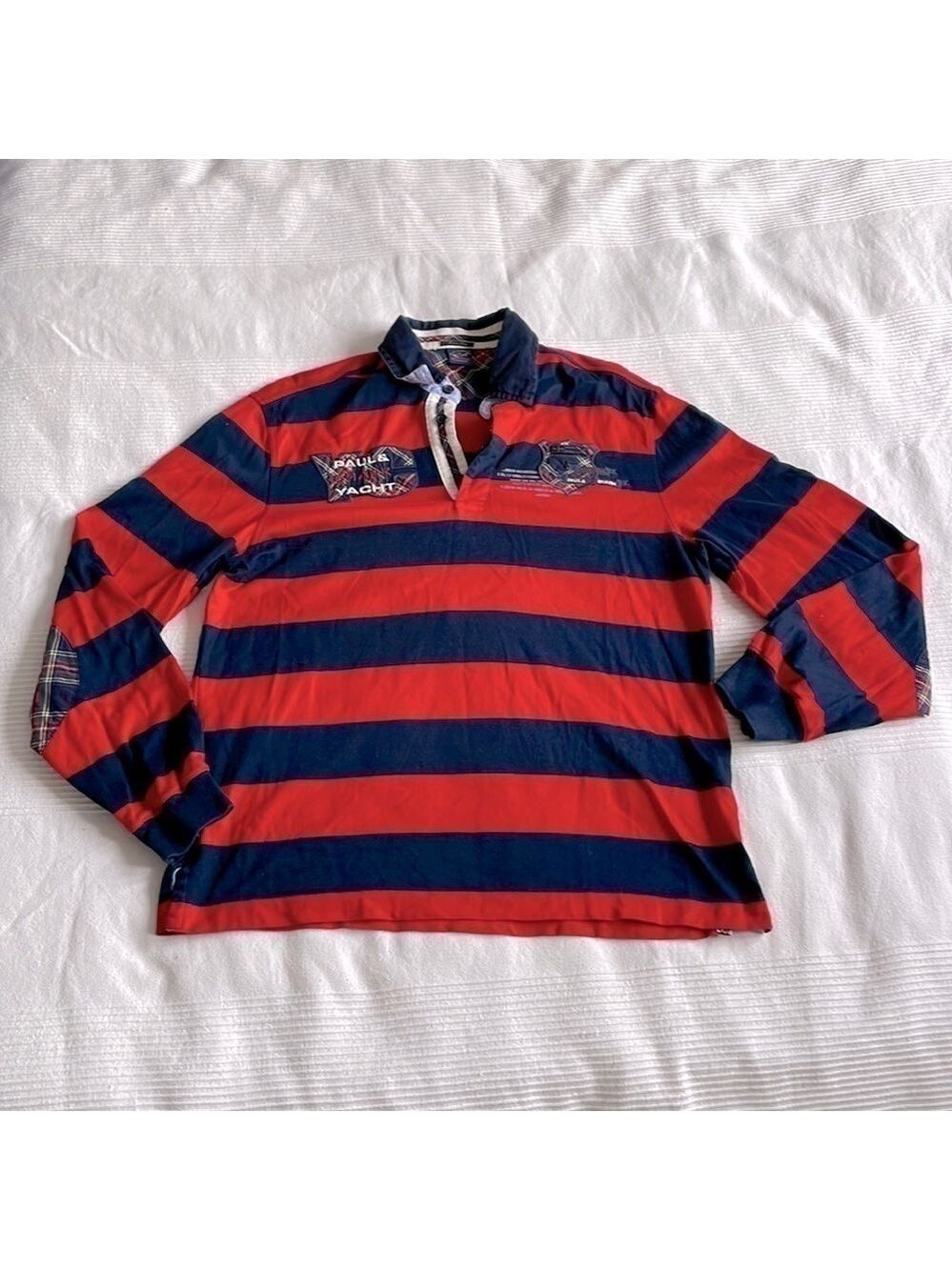 Paul & Shark Yachting Long Sleeve Striped Polo Size Medium